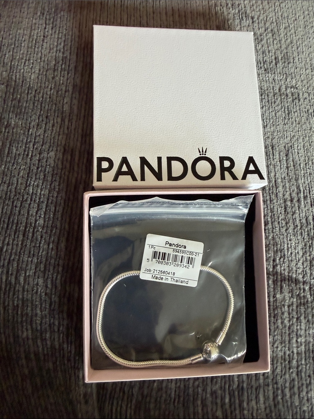 Pandora silver snake chain bracelet with logo clasp